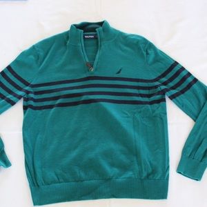 NAUTICA QUARTER ZIP W/ LEATHER ACCENTS